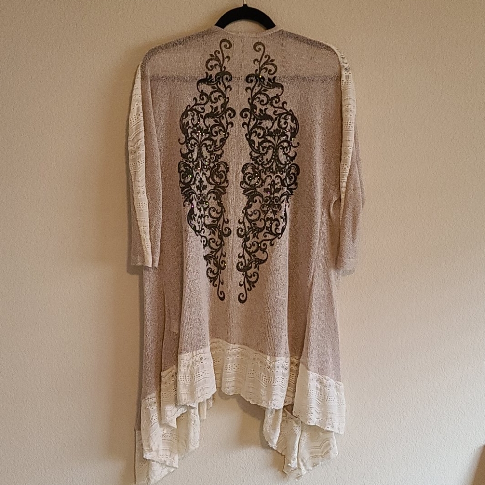 Beige knit duster, OS, Local. - Picture 3 of 3